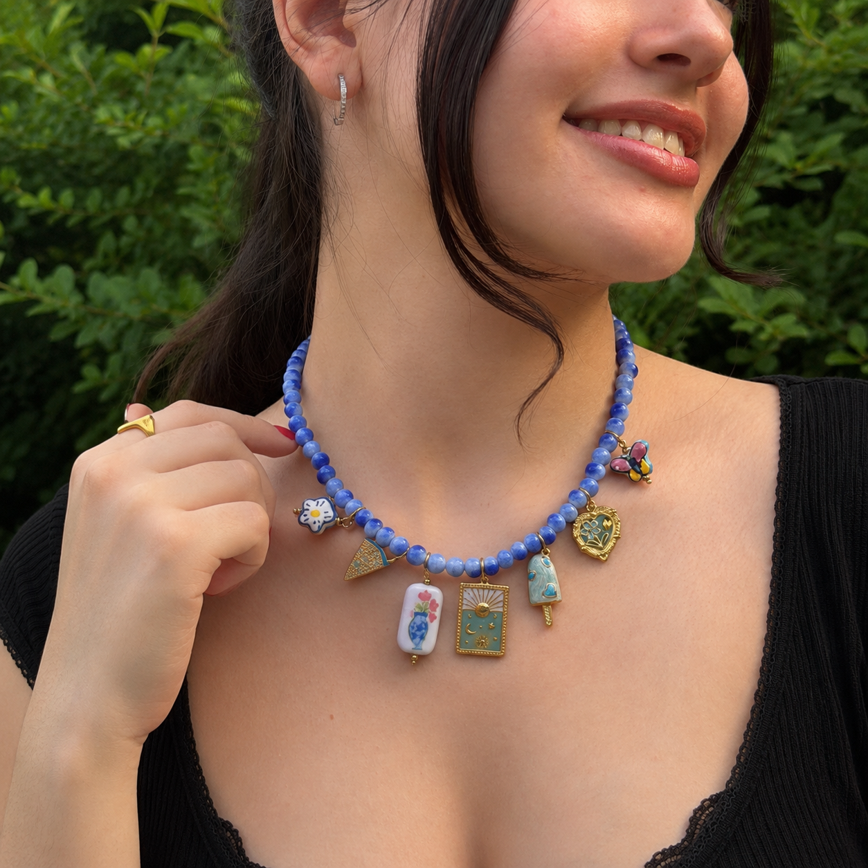 Collar Azul Perlas