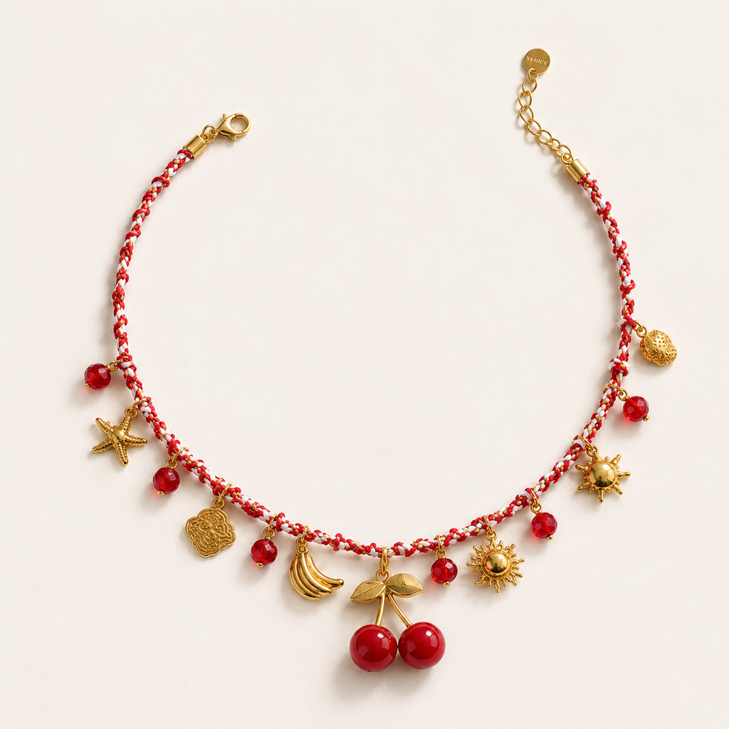 Collar Dorado/Rojo Cerezas