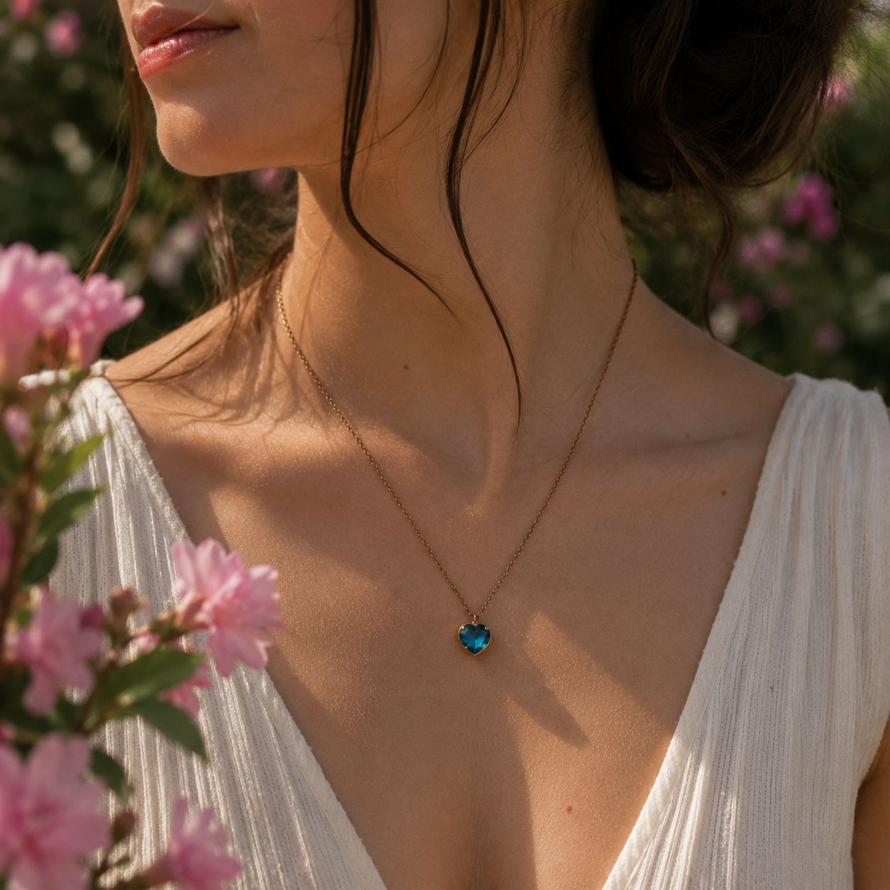 Collar Corazón Celeste
